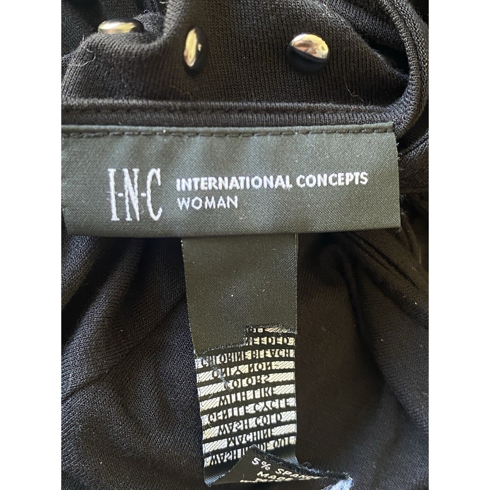 INC International Concepts Y2K Woman Black Studded Open Front Drape Vest Size 1X - Picture 5 of 7